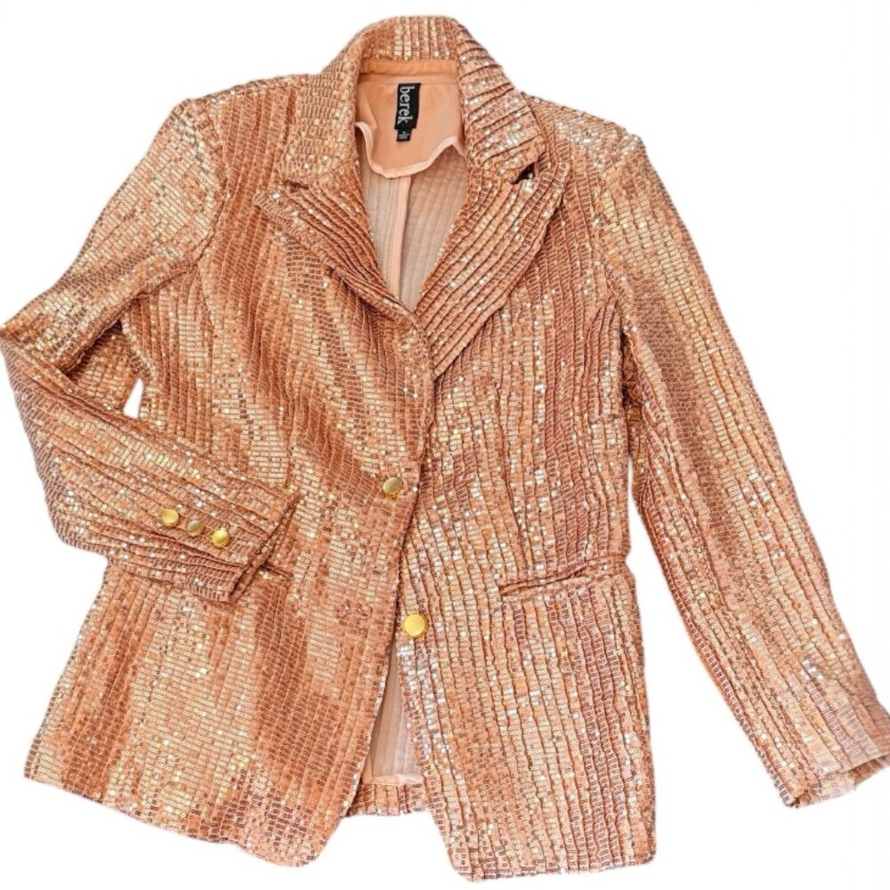 Berek Sequin Jacket Size S Glam Party Statement